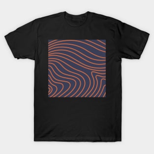 Orange curved stripes in retro style T-Shirt